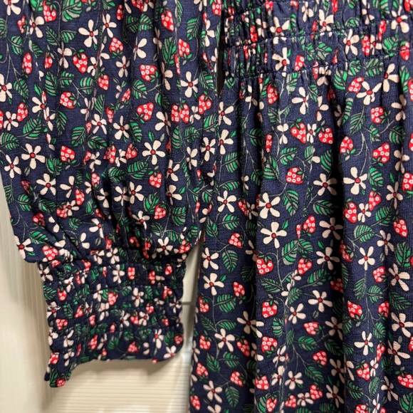 NWT Boden Smocked Jersey Shirt Dress Navy Floral Berry sz 14R - Picture 8 of 13